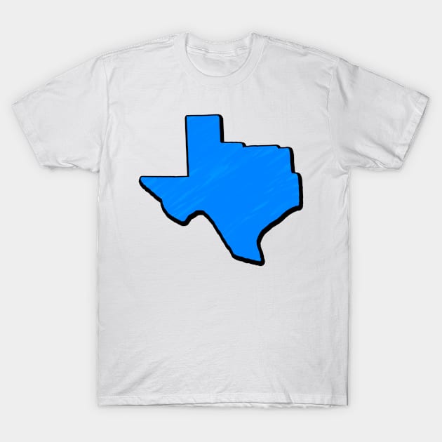 Bright Blue Texas Outline T-Shirt by Mookle